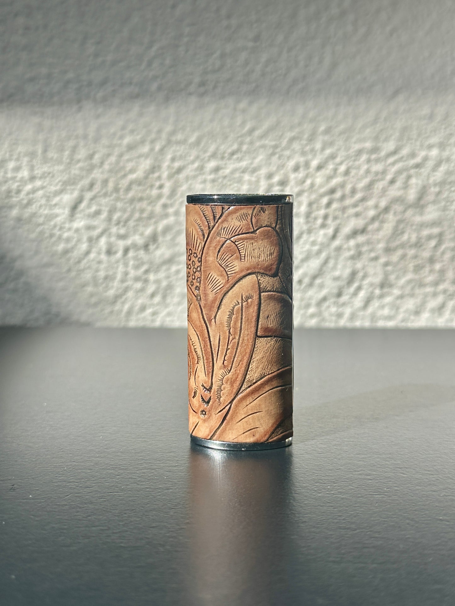 Lighter Case in Brown Embossed Leather