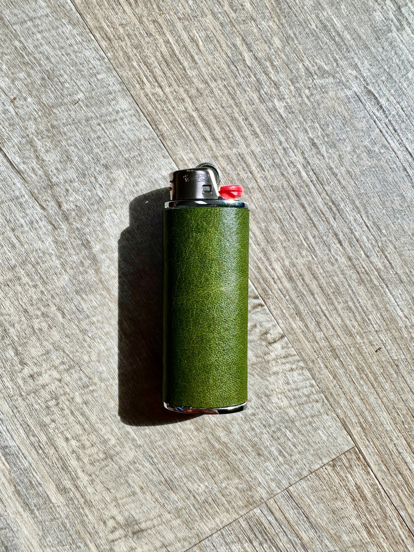 Lighter Case in Olive Green Leather