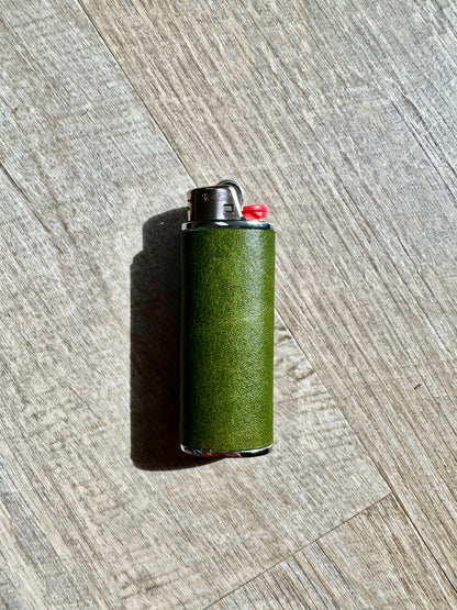 Lighter Case in Olive Green Leather