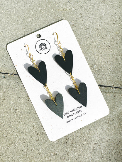 Stacked Hearts in Matte Black