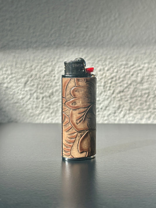 Lighter Case in Brown Embossed Leather