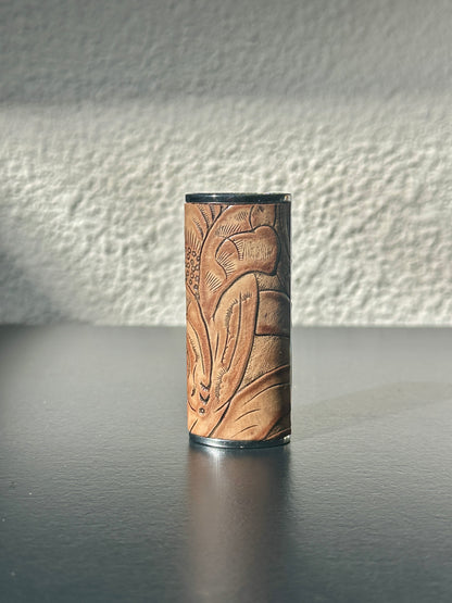 Lighter Case in Brown Embossed Leather
