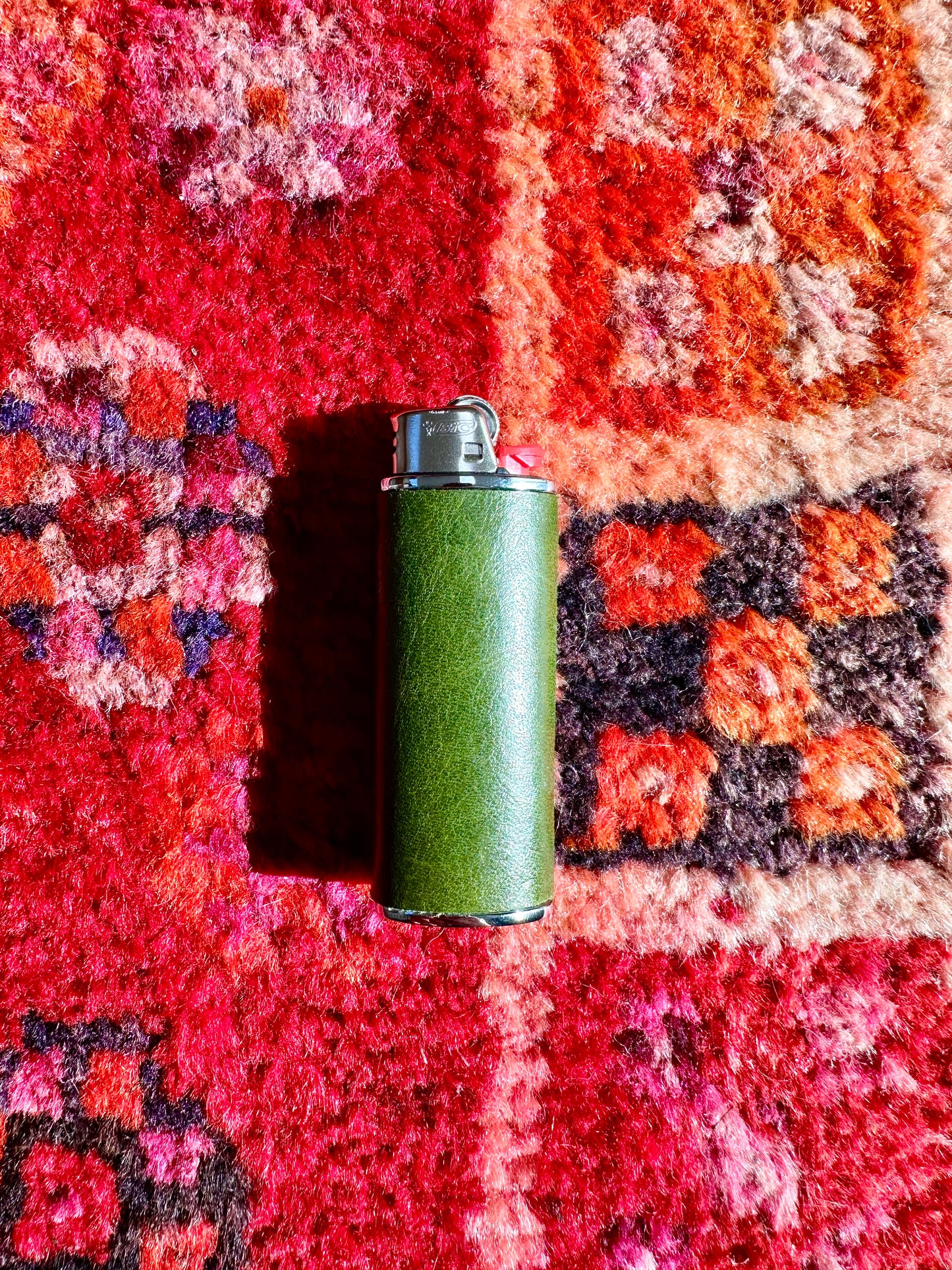 Lighter Case in Olive Green Leather