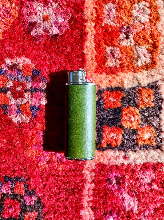 Lighter Case in Olive Green Leather