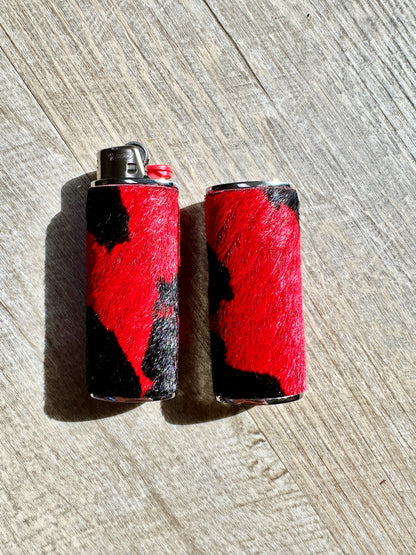 Lighter Case in Red Cow Hide