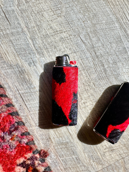 Lighter Case in Red Cow Hide