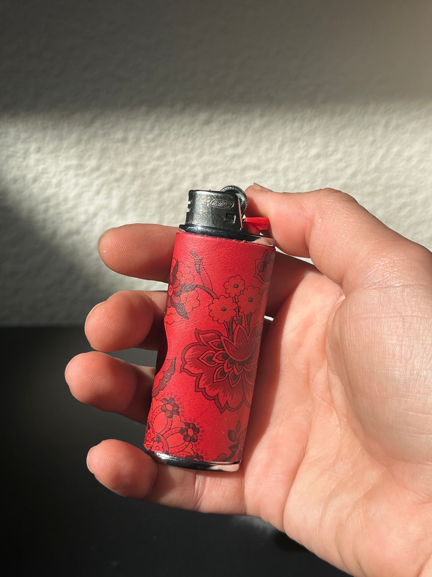 Lighter Case in Red Kimono Leather