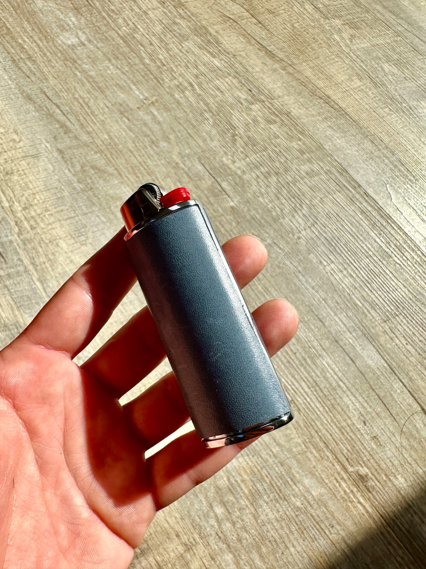 Lighter Case in Grey-Blue Leather