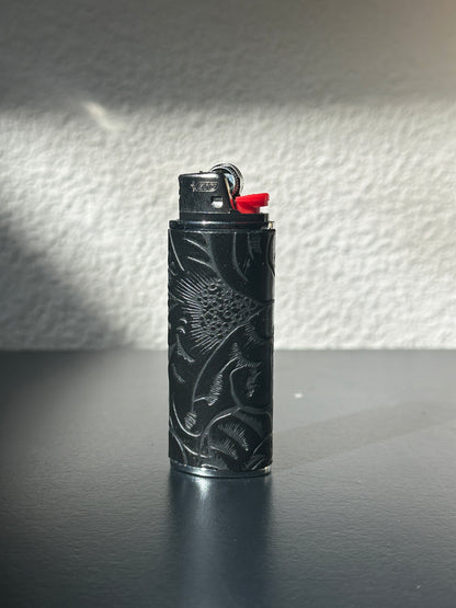 Lighter Case in Black Embossed Leather