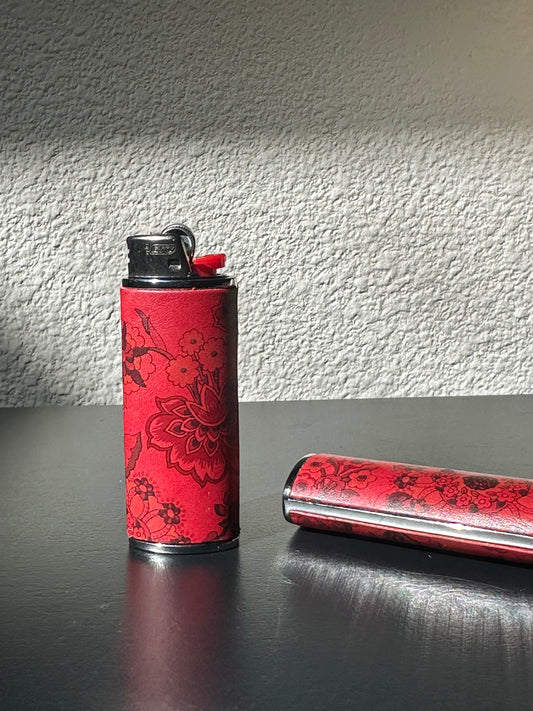 Lighter Case in Red Kimono Leather