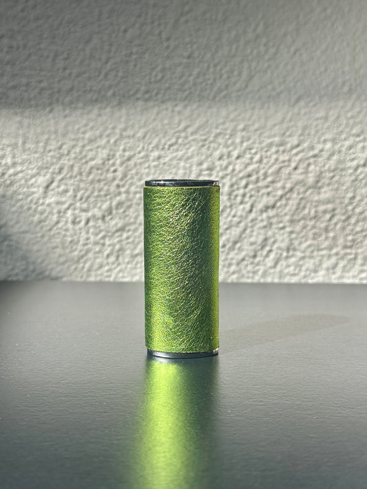 Lighter Case in Metallic Lime Leather
