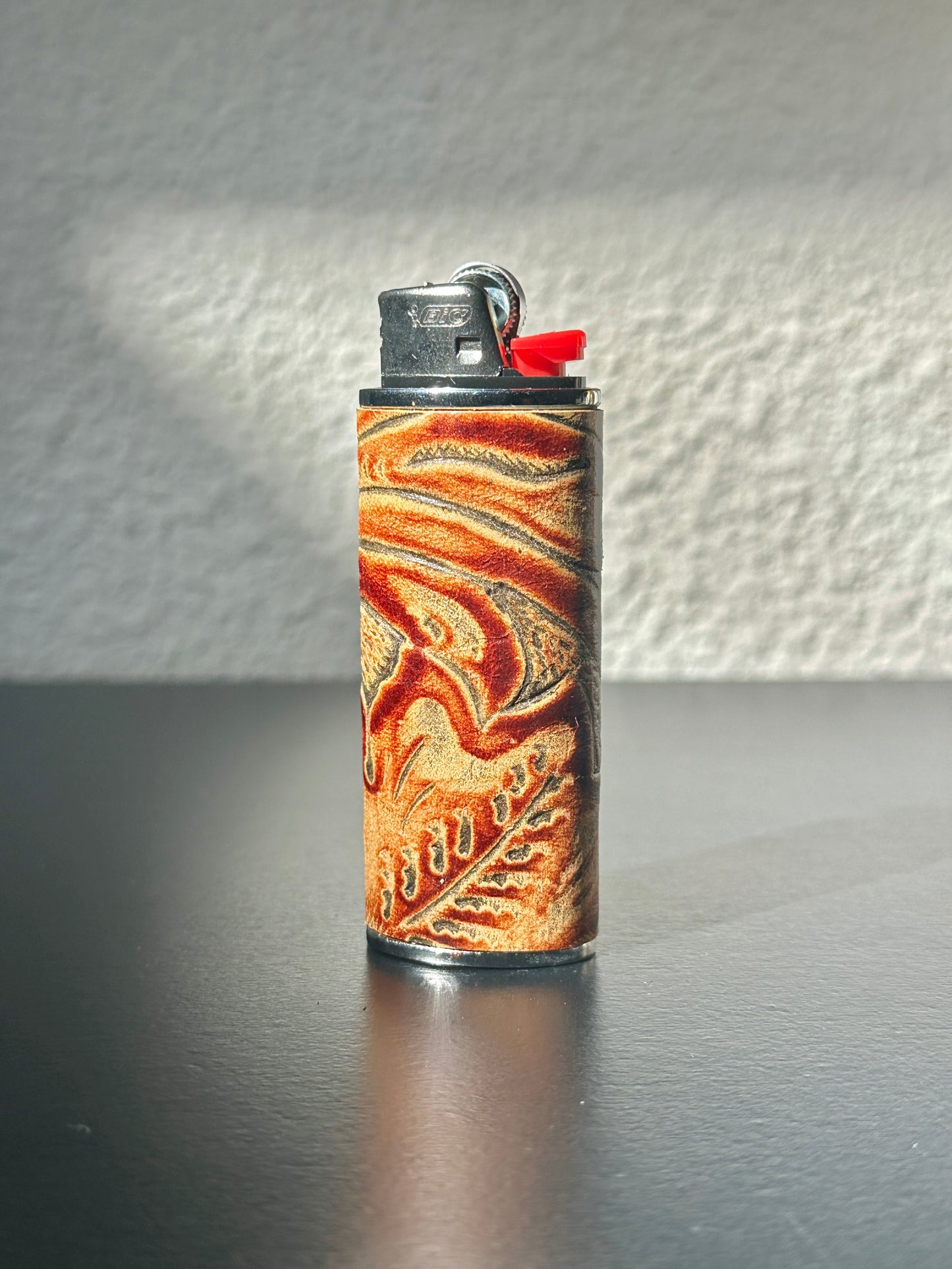 Lighter Case in Saddle Embossed Leather