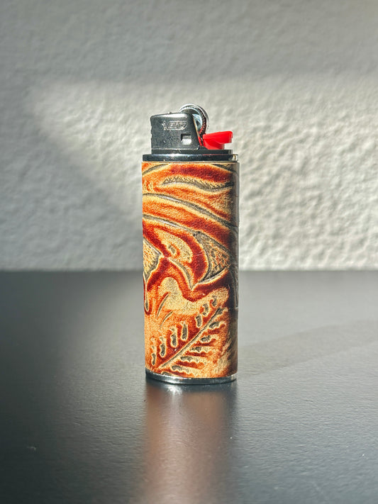 Lighter Case in Saddle Embossed Leather