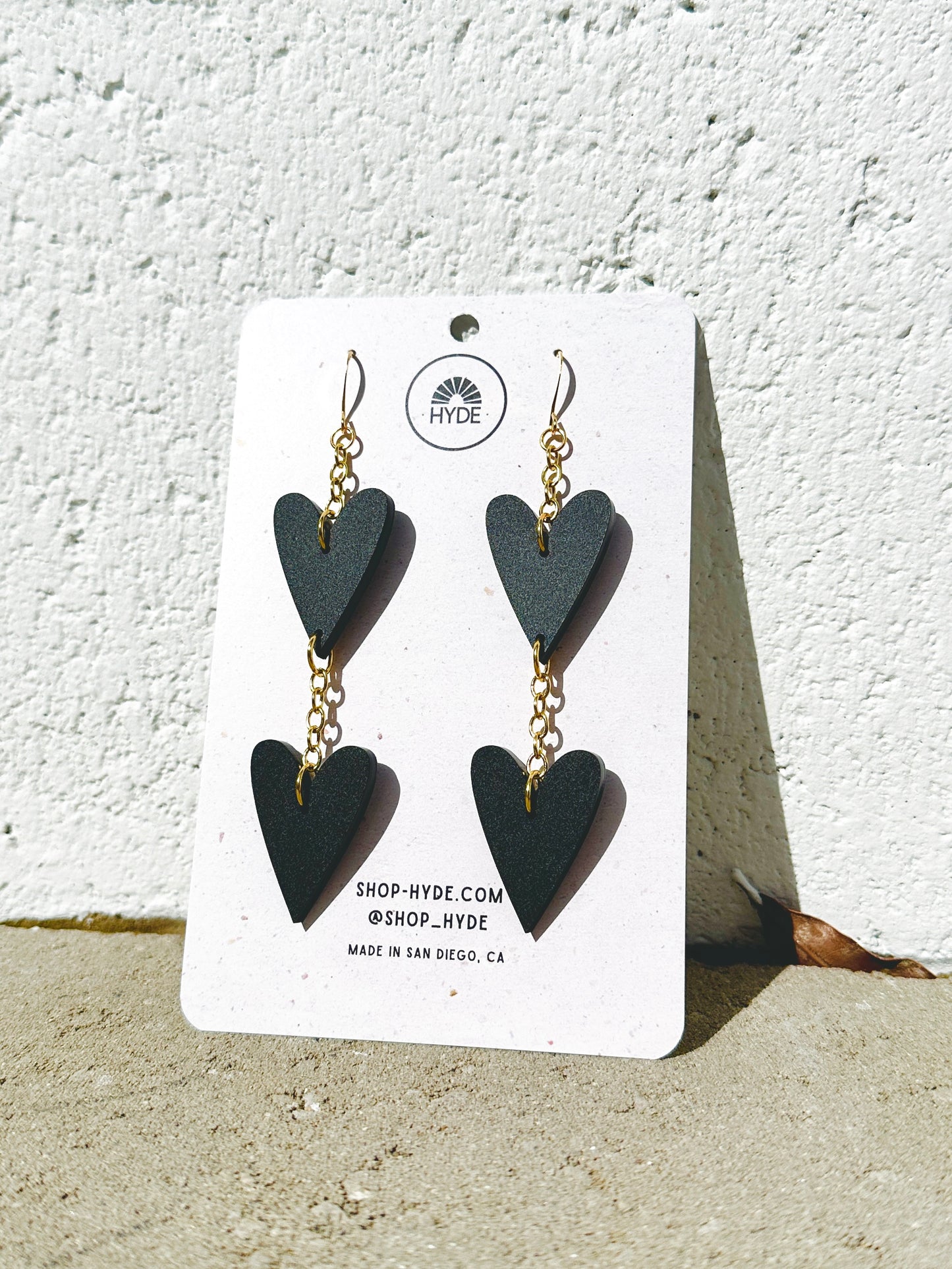 Stacked Hearts in Matte Black