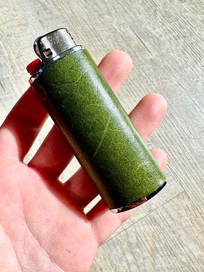Lighter Case in Olive Green Leather